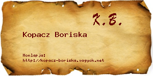 Kopacz Boriska névjegykártya